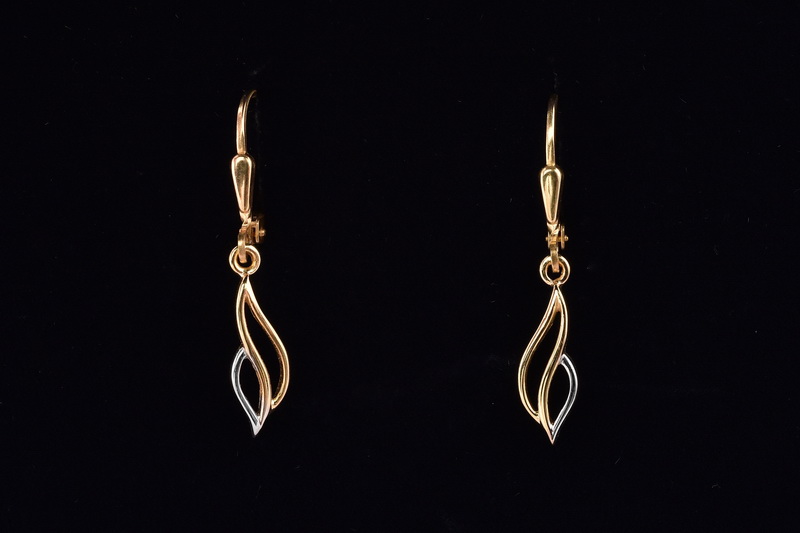 Zlaté náušnice DV17 bílé a žluté zlato,14kt, 1,70g